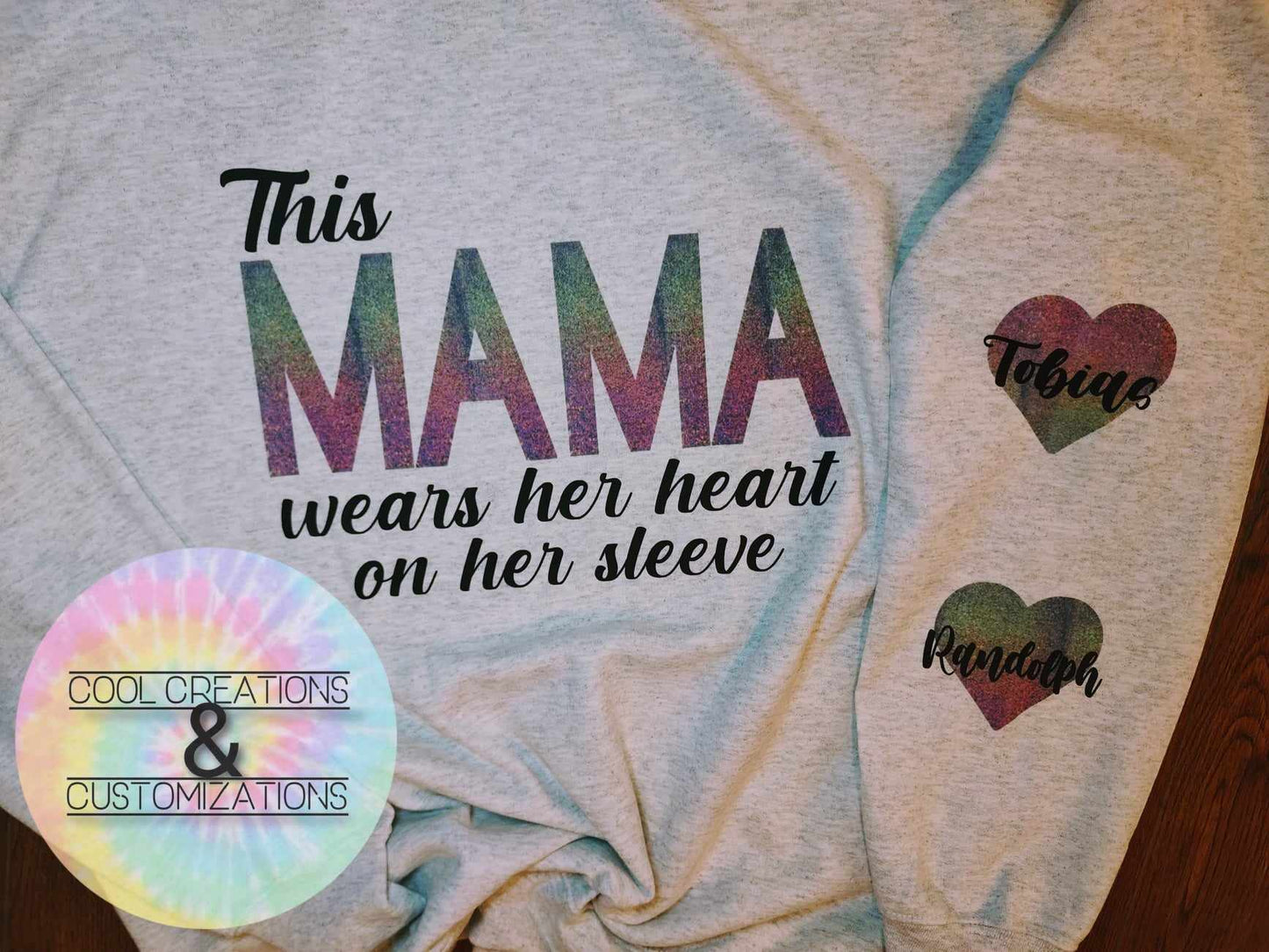 "This Mama Wears Her Heart On Her Sleeve" Crewneck