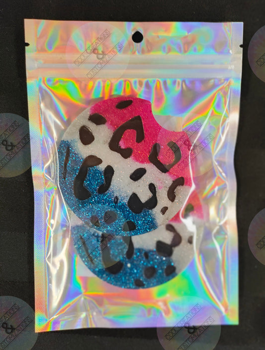 Ombre glitter cheetah car coasters