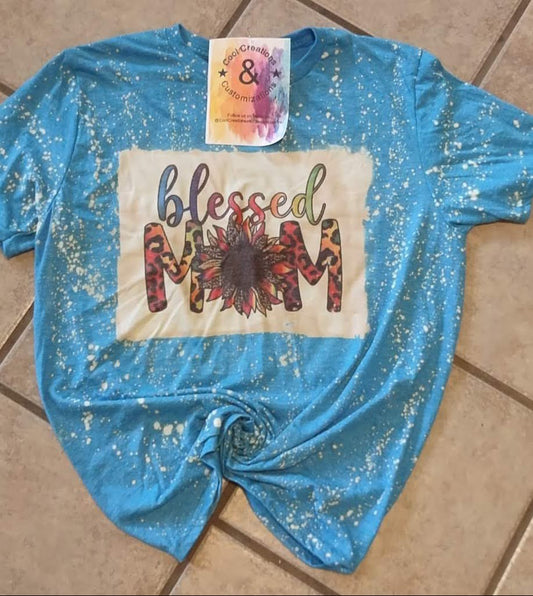 "Blessed Mom" Bleached Tee