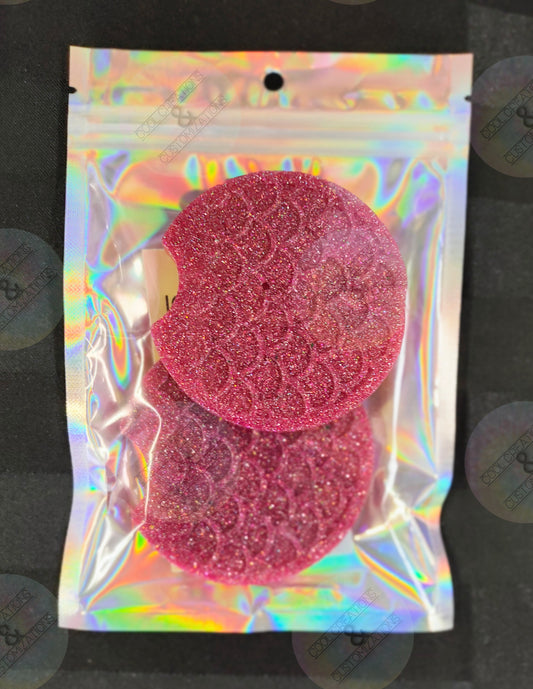 Pink Glitter mermaid car coasters