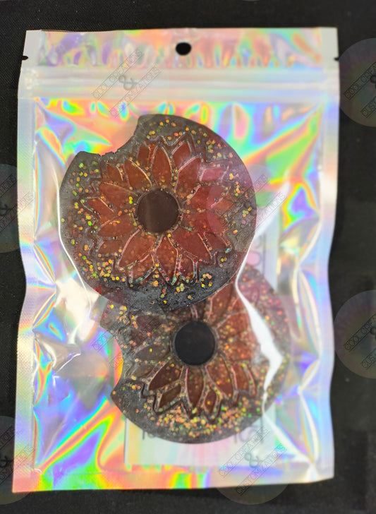 Glitter Sunflower car coasters