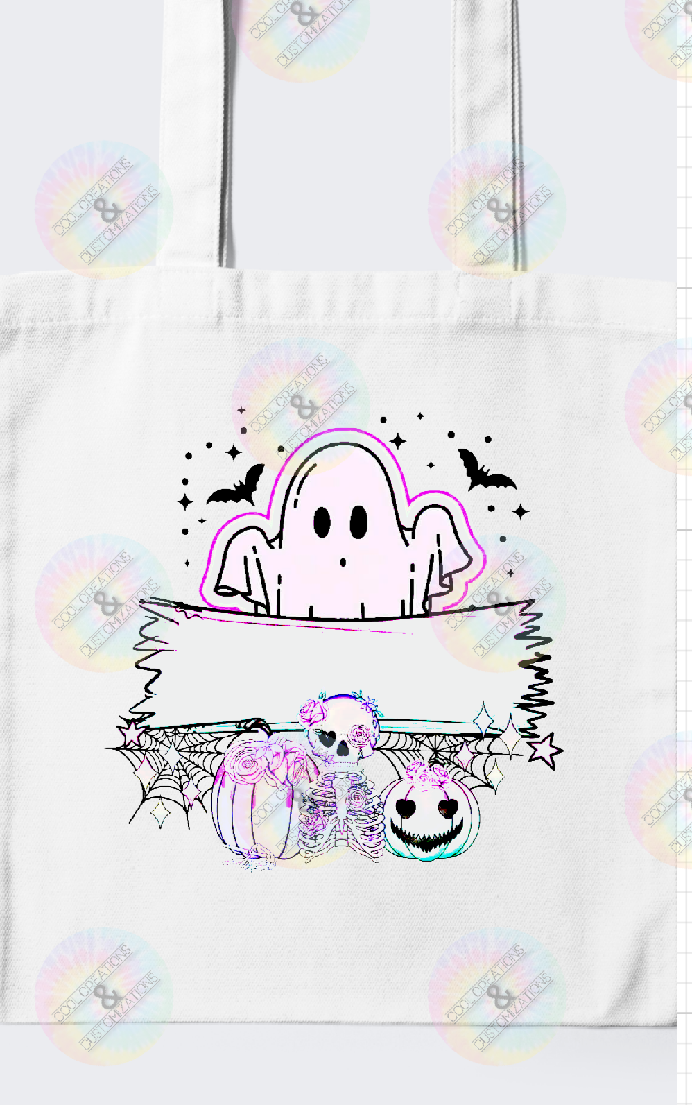 Personalized "Ghost with Bats" trick or treat bag