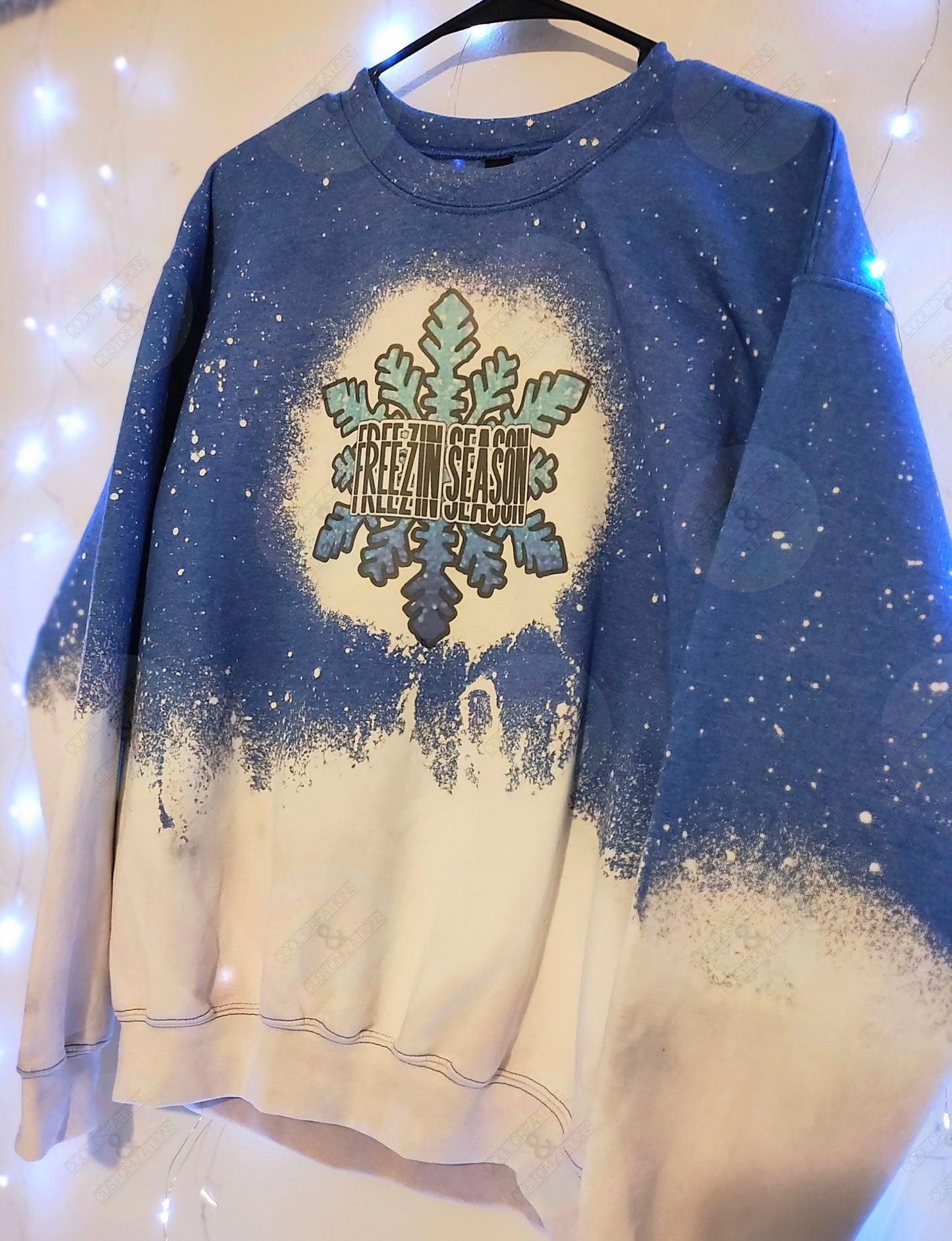"Freezin Season" Ombre Bleached Crewneck
