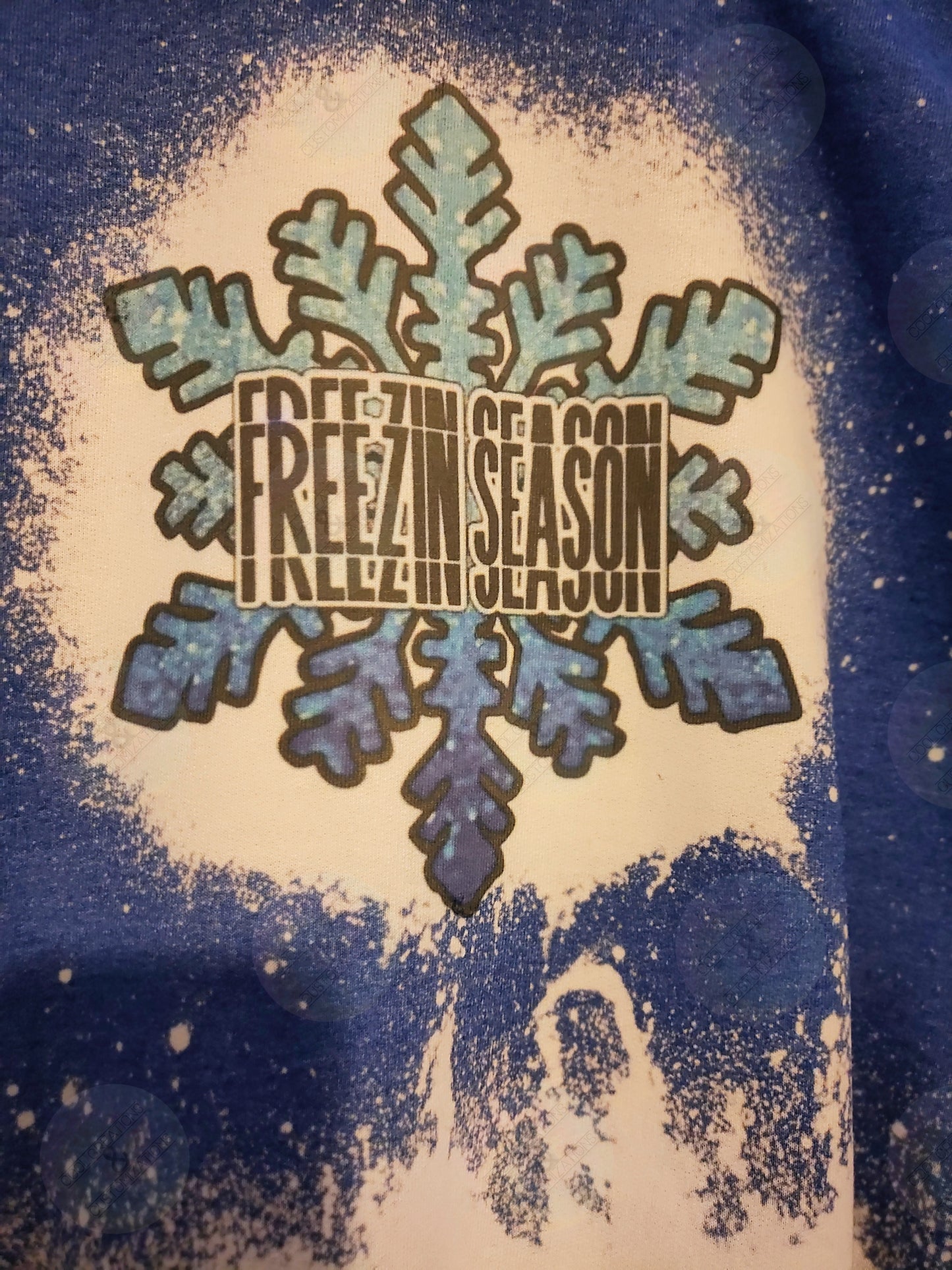 "Freezin Season" Ombre Bleached Crewneck