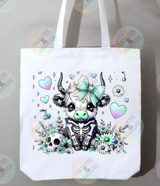 "Blue Skelly Cow" trick or treat bag