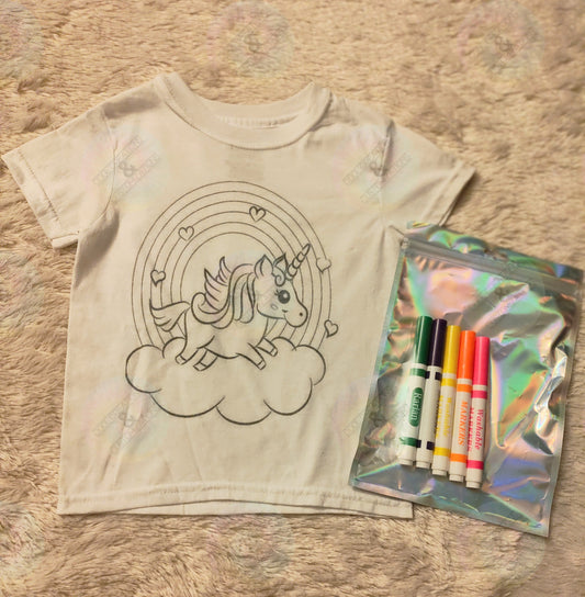 "Unicorn w/ rainbow" Color me tee