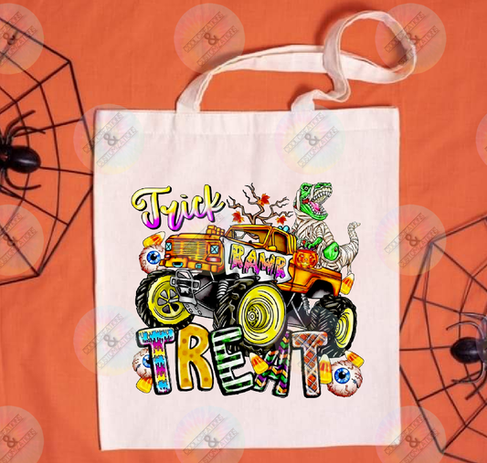 "Dinosaur with monster truck" trick or treat bag