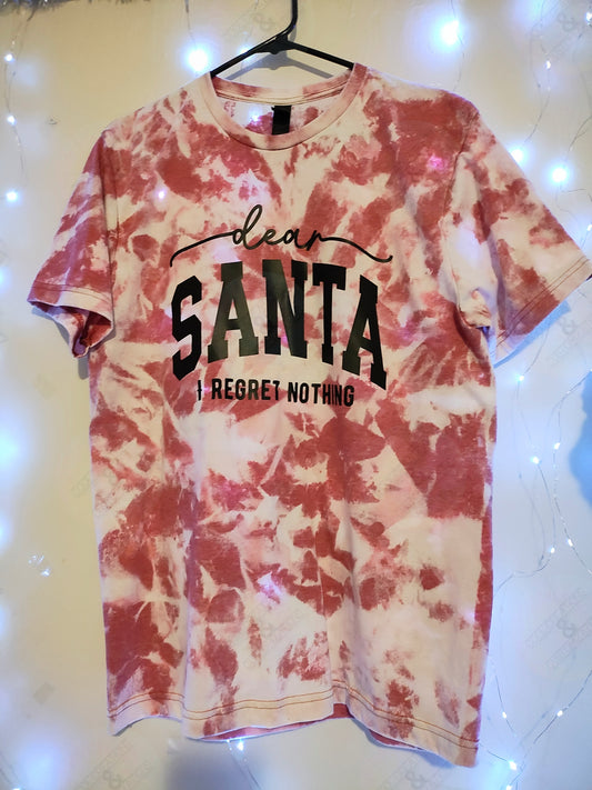 "Dear Santa" red acid wash tee