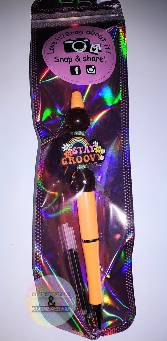 "Stay Groovy" Beaded Pen