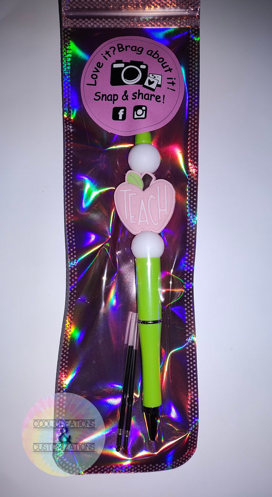 "Teach" Beaded Pen