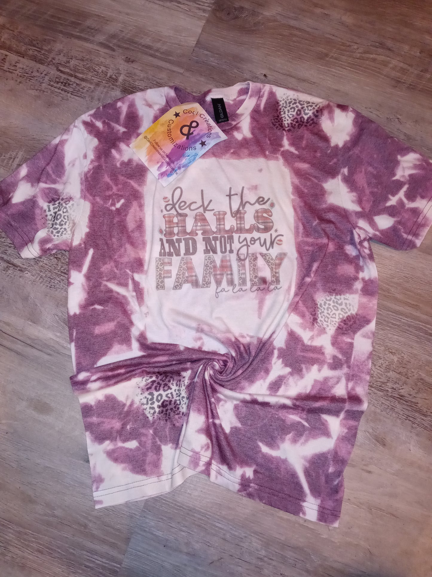 "Deck The Halls & Not Your Family" Bleached Tee